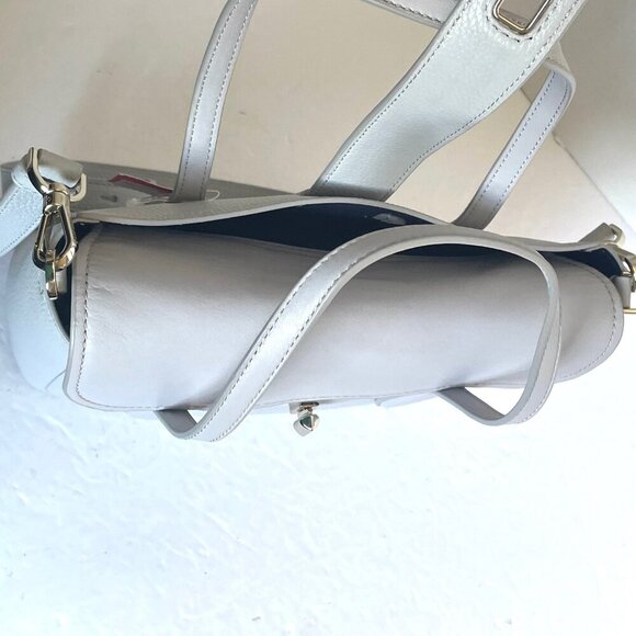 Kate Spade North South Mini Tote Crossbody Small Gray Leather Handbag Essential - Picture 11 of 12